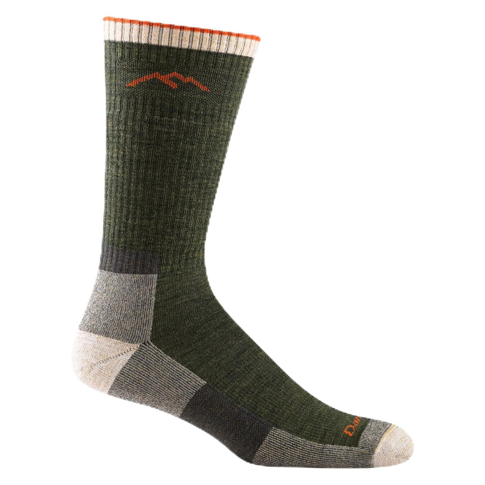 Darn Tough Vermont Style 1403 men’s hiker sock front view in green-olive emphasizes all-weather comfort