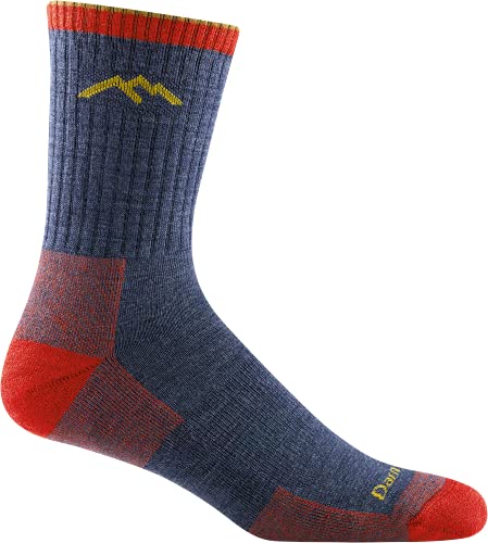 Darn Tough Vermont Style 1466 men's hiker sock side view shown with hiking boot.