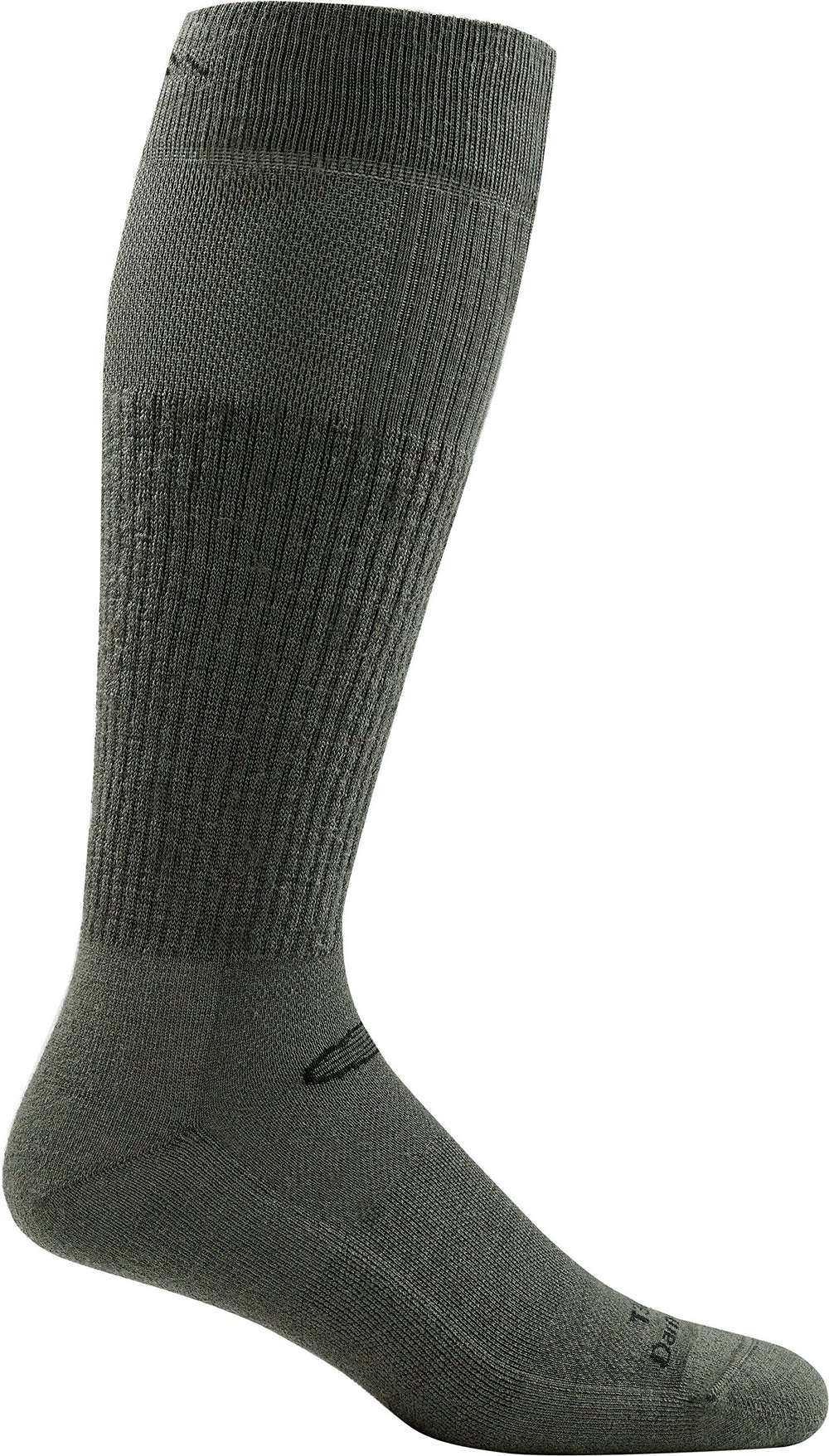 Darn Tough Vermont T3005 mid-calf sock green close-up cushion for all-day comfort.