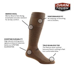Darn Tough Vermont T3005 mid-calf sock green reinforced-heel-toe boosts durability for rugged use.