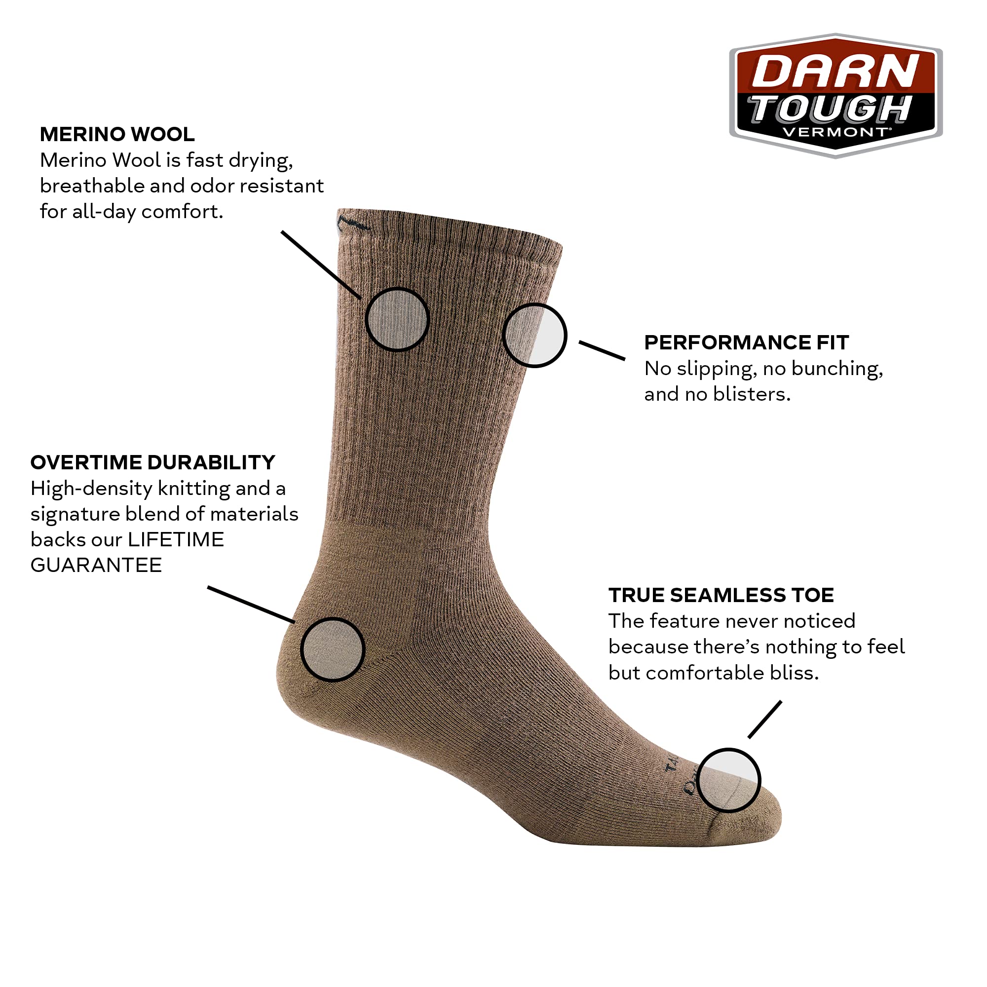 Darn Tough Vermont T4033 sock demonstrates arch support for all-day stability.