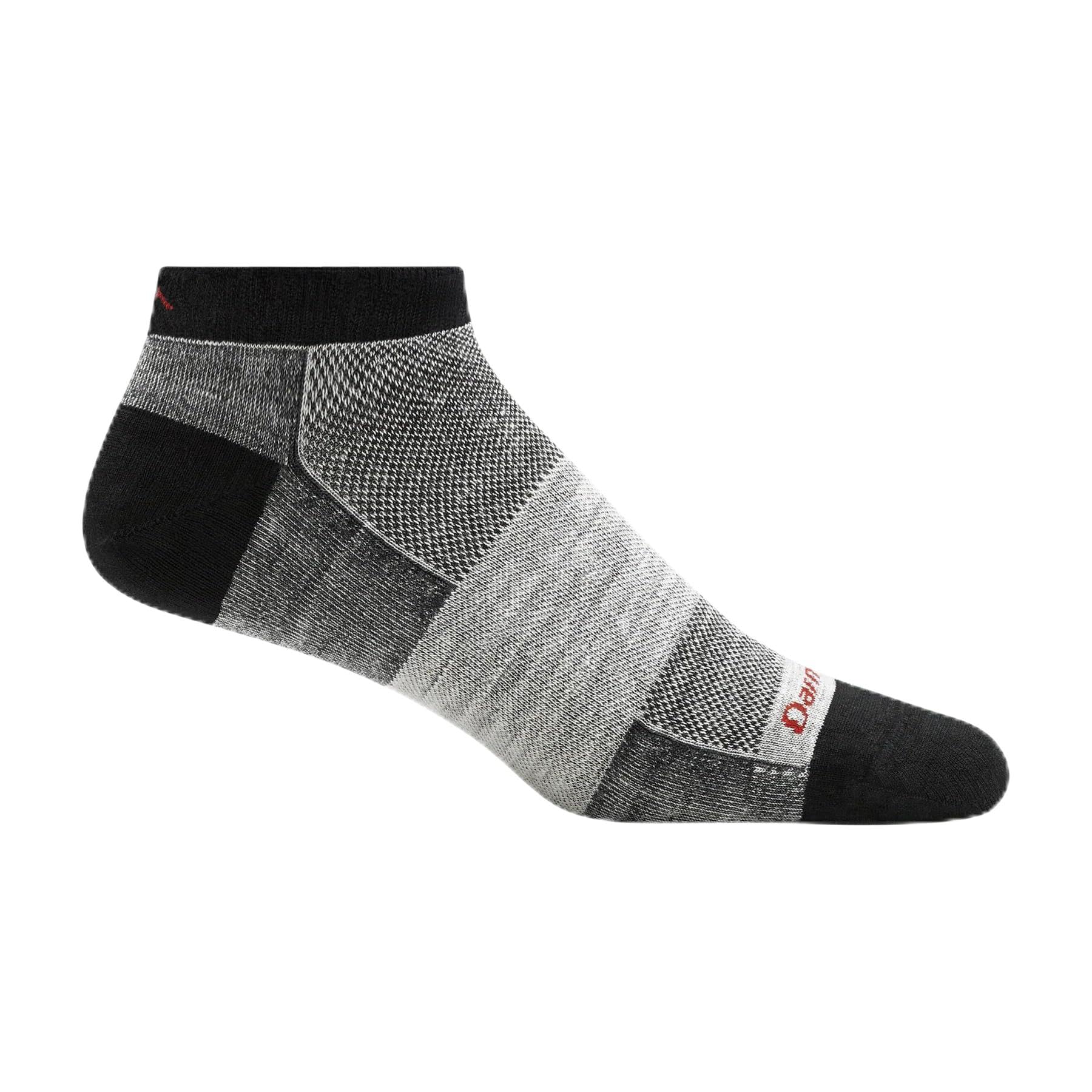 Darn Tough Vermont Ultra Light No Show sock front view in grey charcoal for daily comfort
