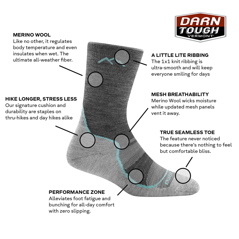Darn Tough Vermont light hiker cushion detail shows durable knit and fast-drying Merino.