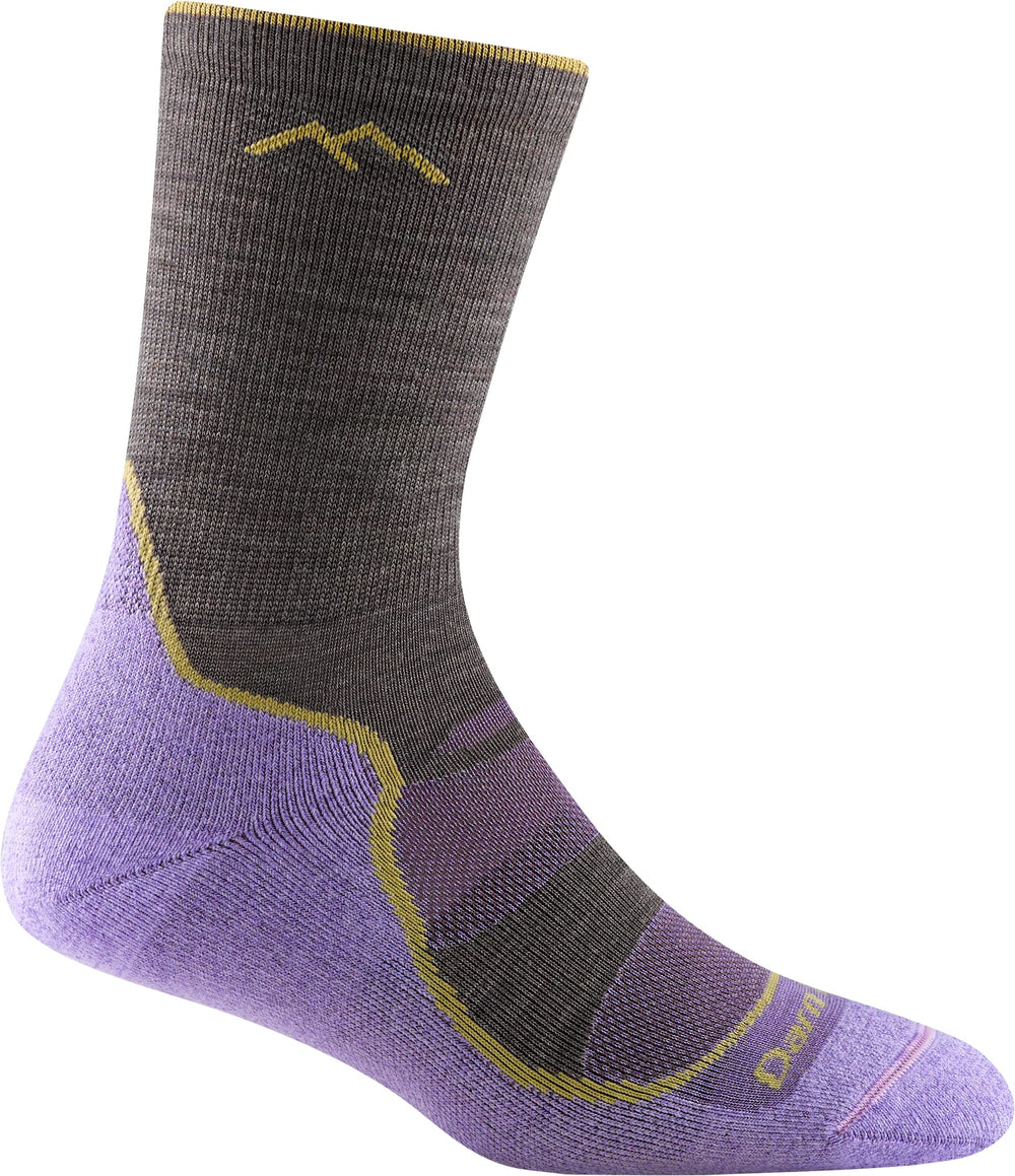 Darn Tough Vermont women's light hiker micro crew cushion front view highlights lightweight cushioning for all-day comfort.