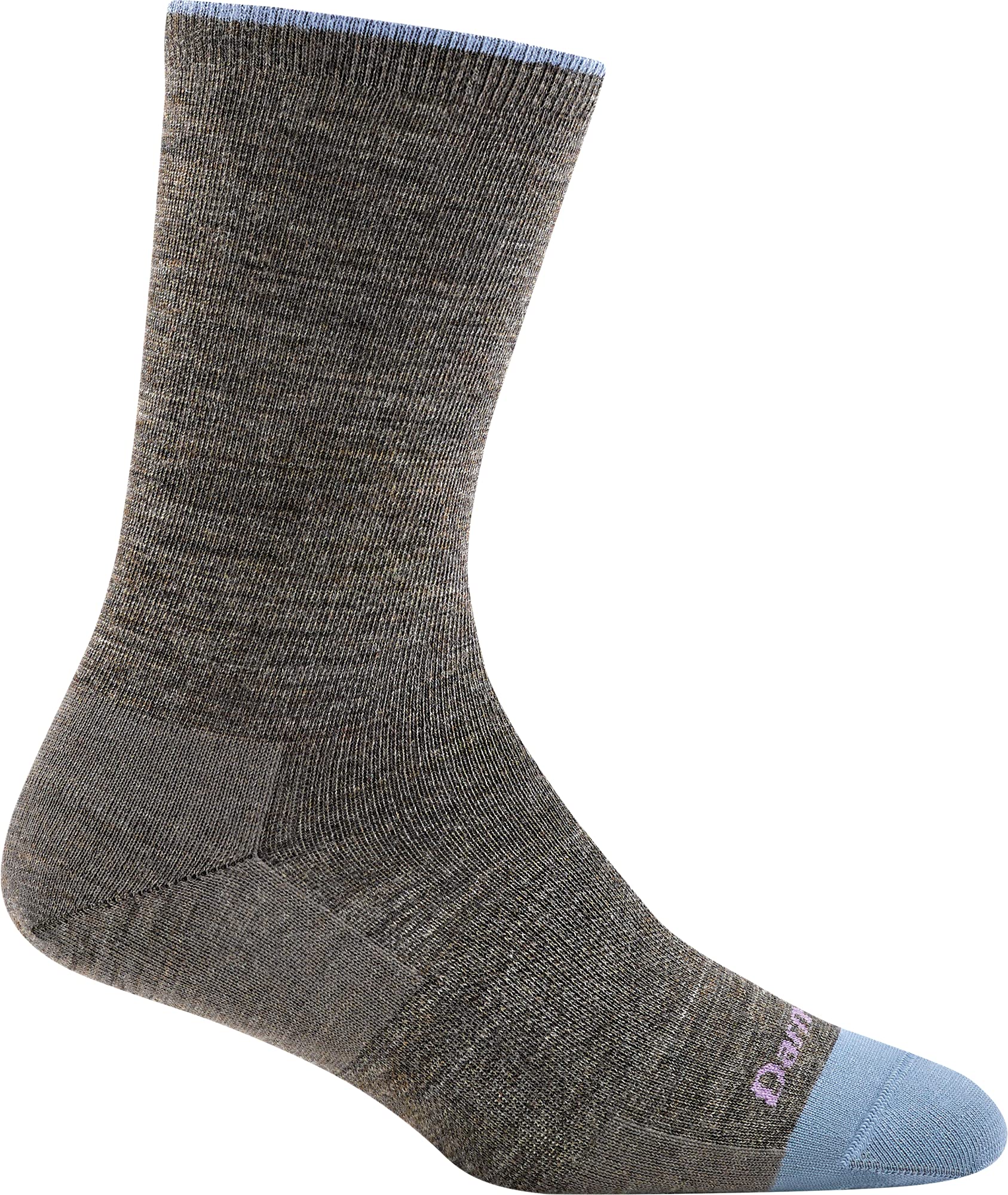 Darn Tough Vermont women's Solid Basic Crew lightweight sock in beige-taupe for everyday comfort