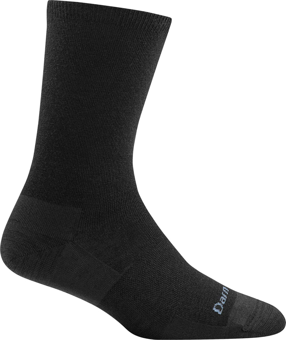 Darn Tough Vermont women's solid basic crew sock black front view for durable daily wear