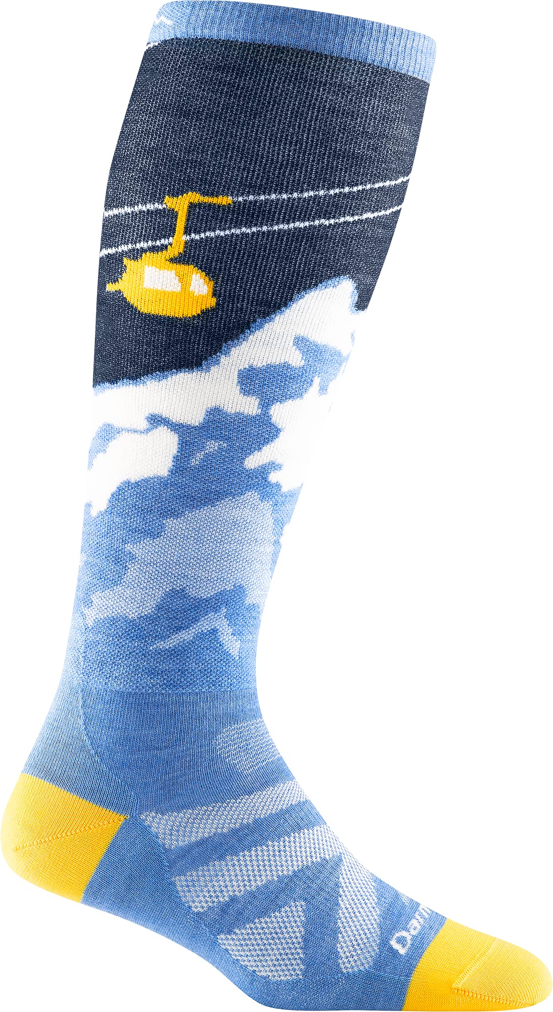 Darn Tough Vermont Yeti OTC Midnight close-up knit highlights premium merino blend for all-day comfort.
