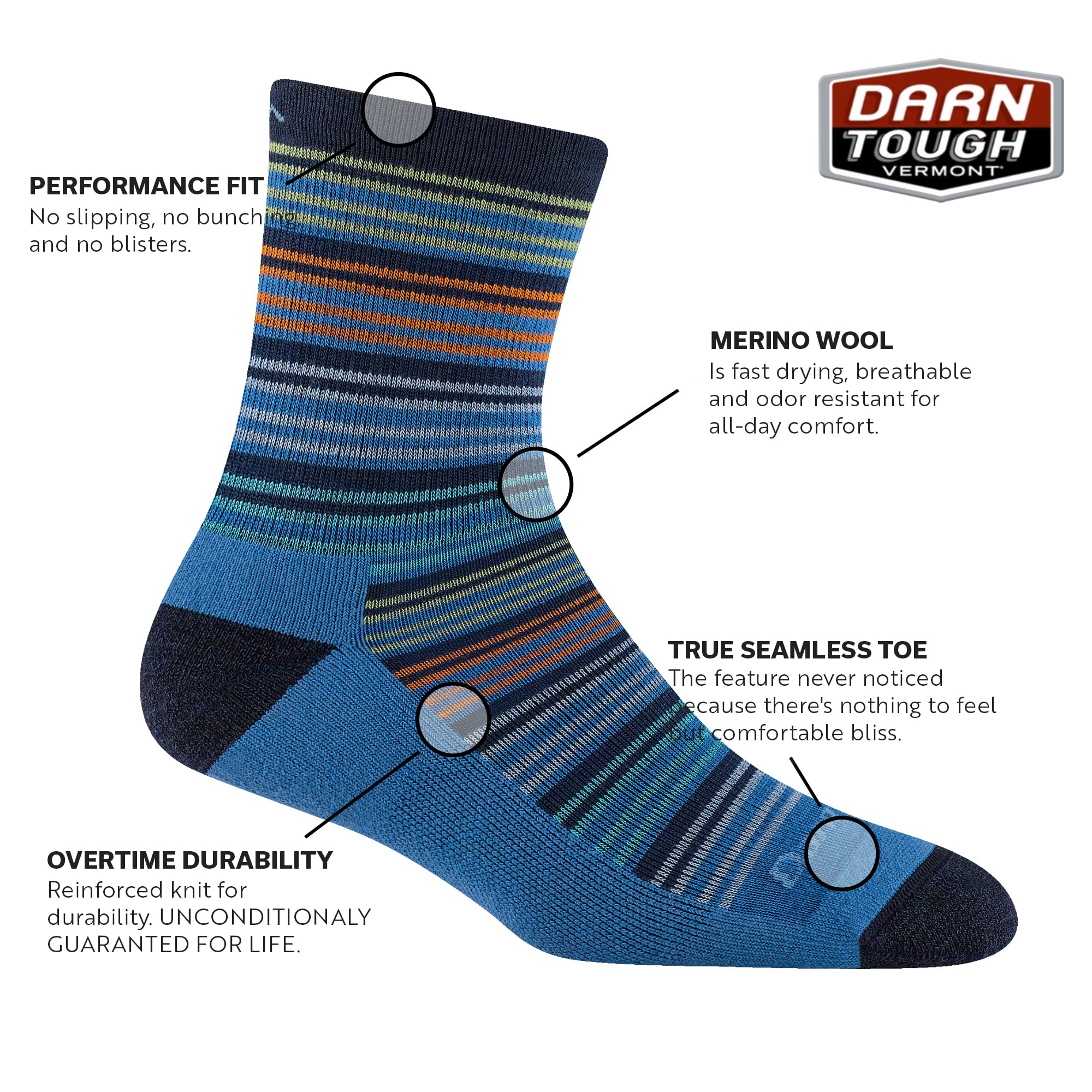 Darn Tough Vermont Zebra Canyon micro-crew socks boys on foot during hike with dry feet