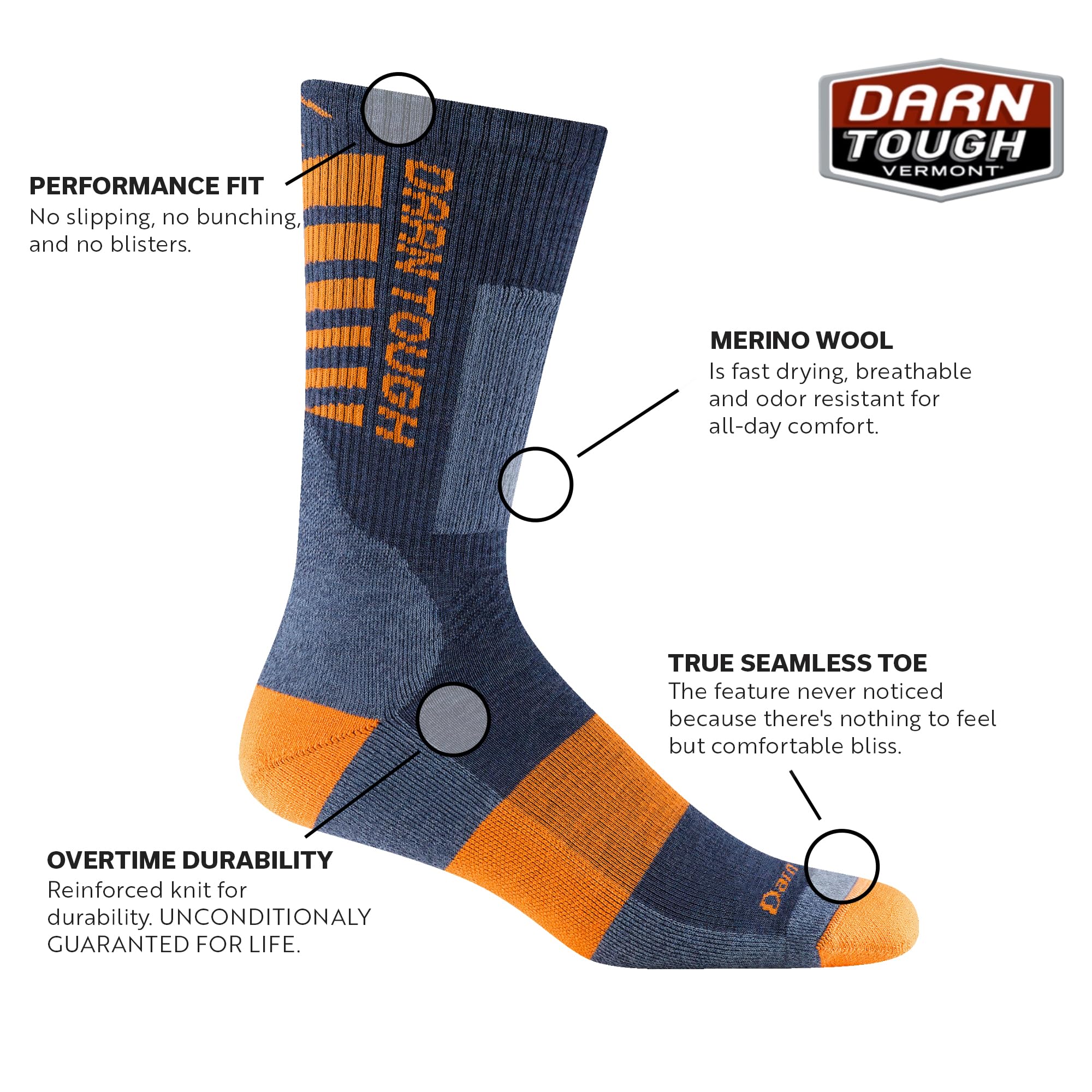 Darn Tough Backbone boot socks with full cushioning for daily comfort.