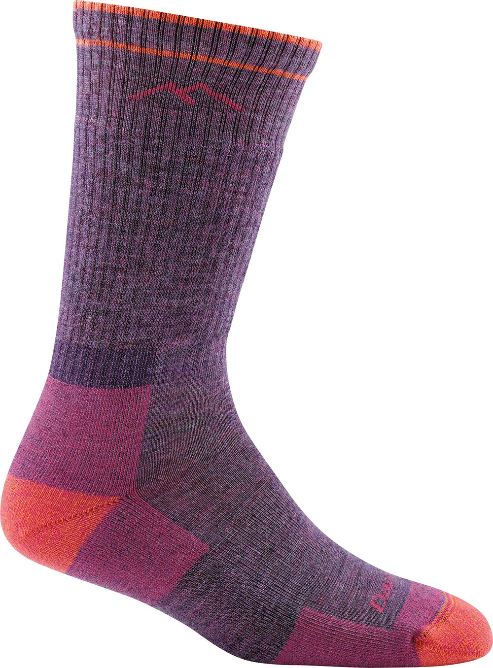 Darn Tough Cushion Boot Socks Women Plum Heather front view showcases mid-calf warmth