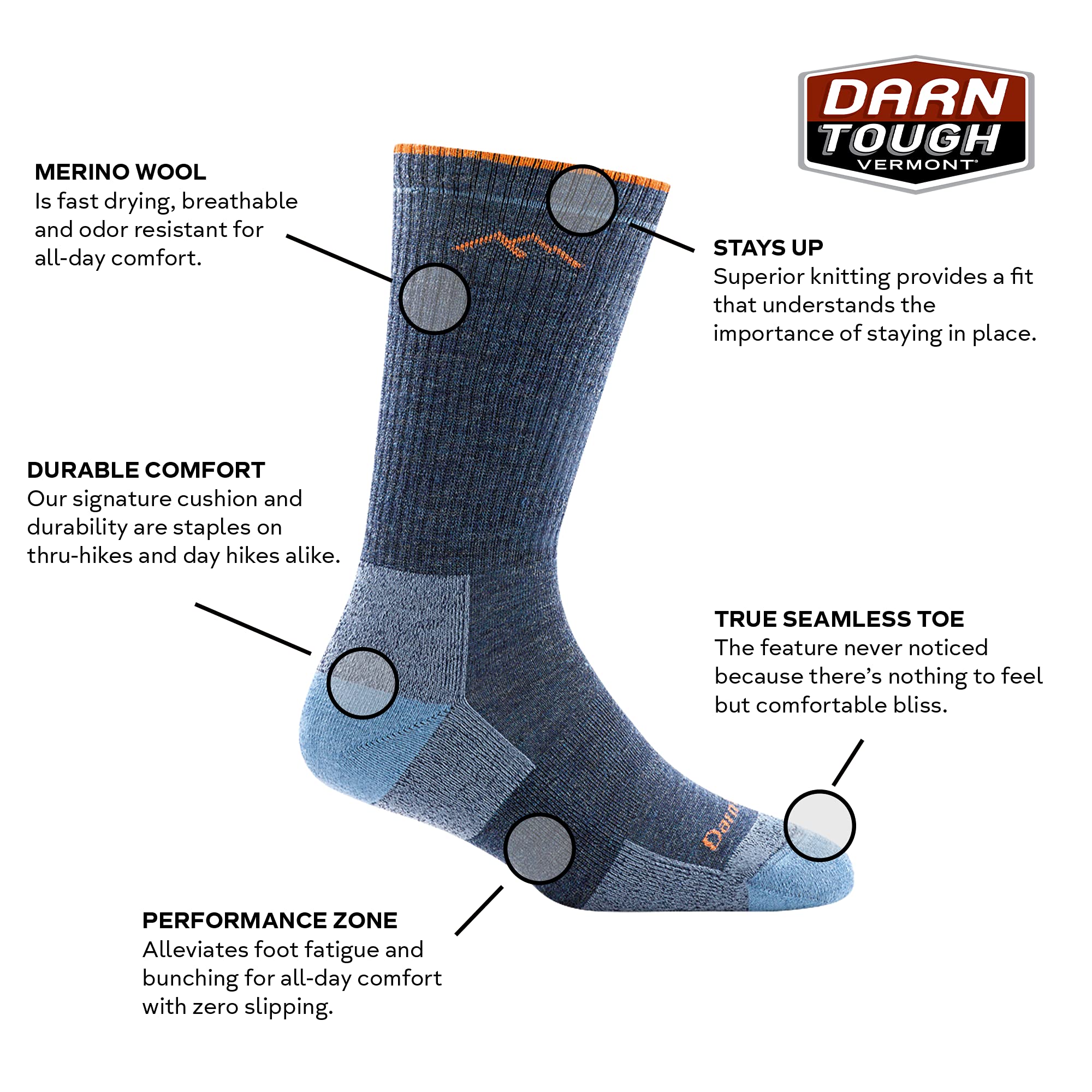 Darn Tough Cushion Boot Socks Women Plum Heather knit detail reflects premium construction