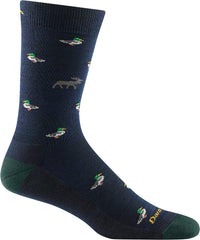 Darn Tough Vermont Duck Duck Moose Crew Eclipse LG front view emphasizes lightweight cushioning for all-day wear.