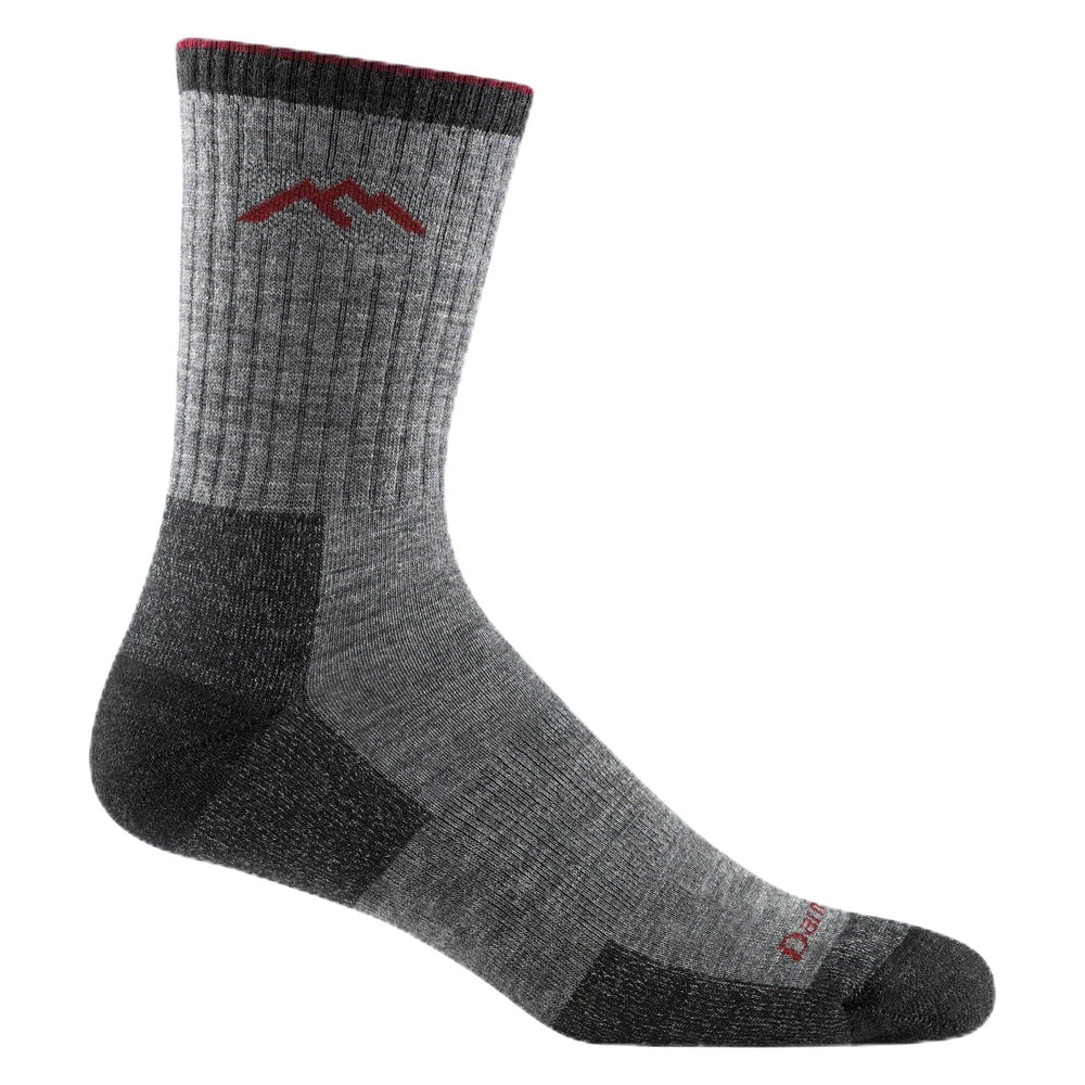 Darn Tough Vermont Style 1466 pack hiking sock front view in grey charcoal shows rugged hiking comfort