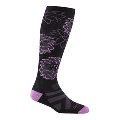 Darn Tough Swirlwind Snow Sock black front view shows durable knit and cushioned comfort