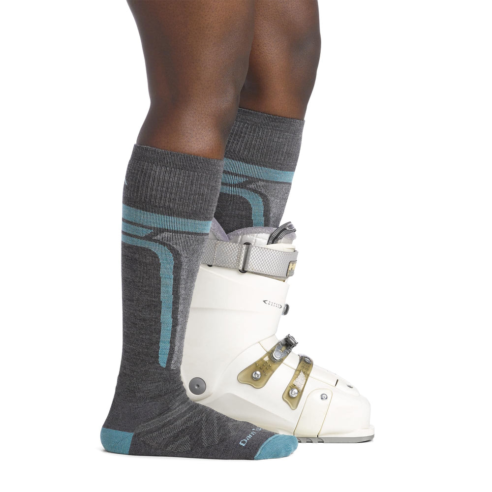 Darn Tough Swirlwind snow sock midweight cushion in gray with lifetime guarantee.