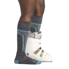 Darn Tough Swirlwind snow sock midweight cushion in gray with lifetime guarantee.