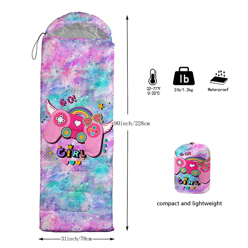 Datura home sleeping bag shown with compression sack for portable travel.