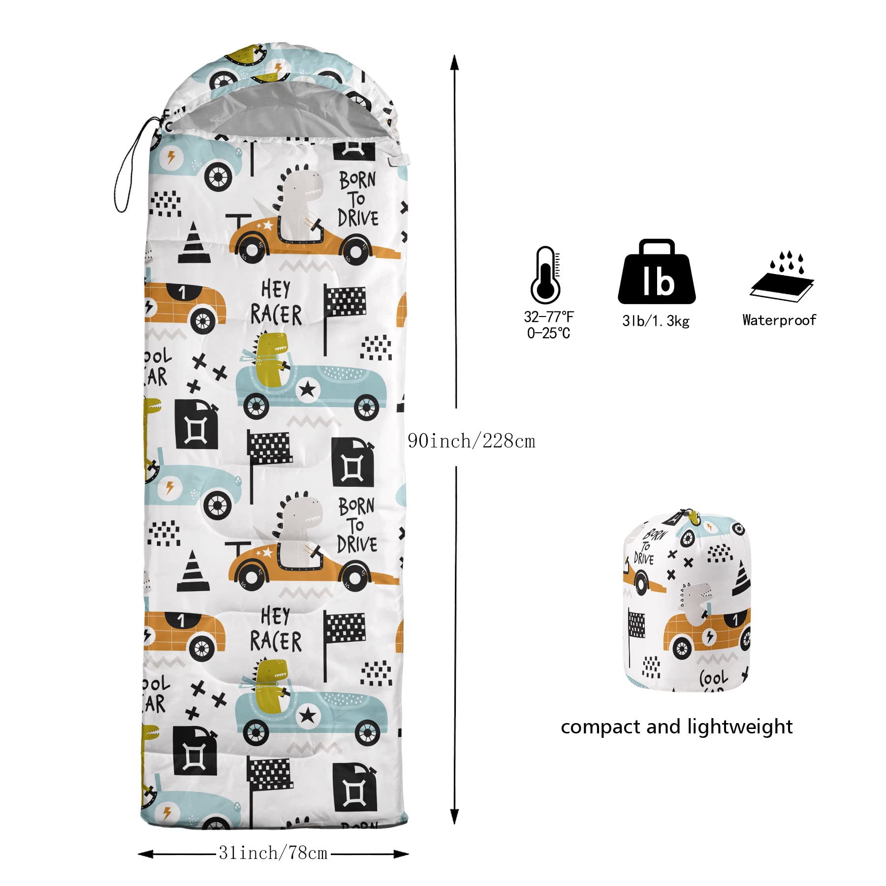 Datura Home sleeping bag compression sack demonstrates easy storage and portability.