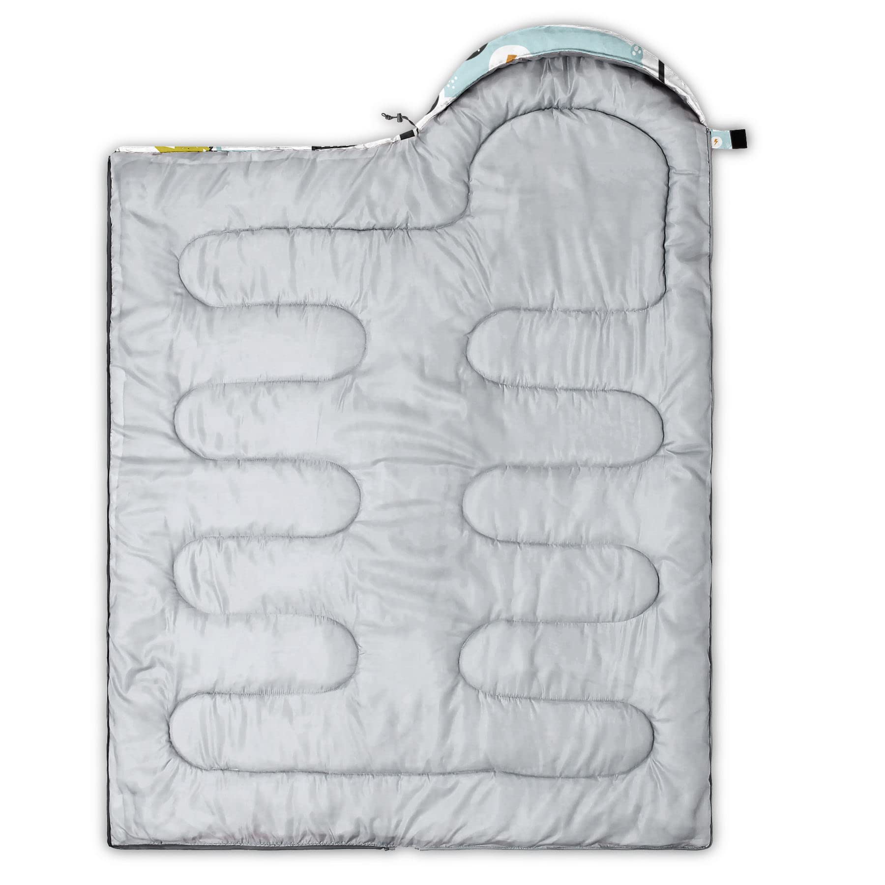 Datura Home sleeping bag hood close-up highlights adjustable drawstring for warmth.