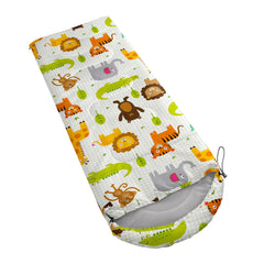 Datura Home Kids Sleeping Bag hood drawstring keeping warmth secure on chilly nights.