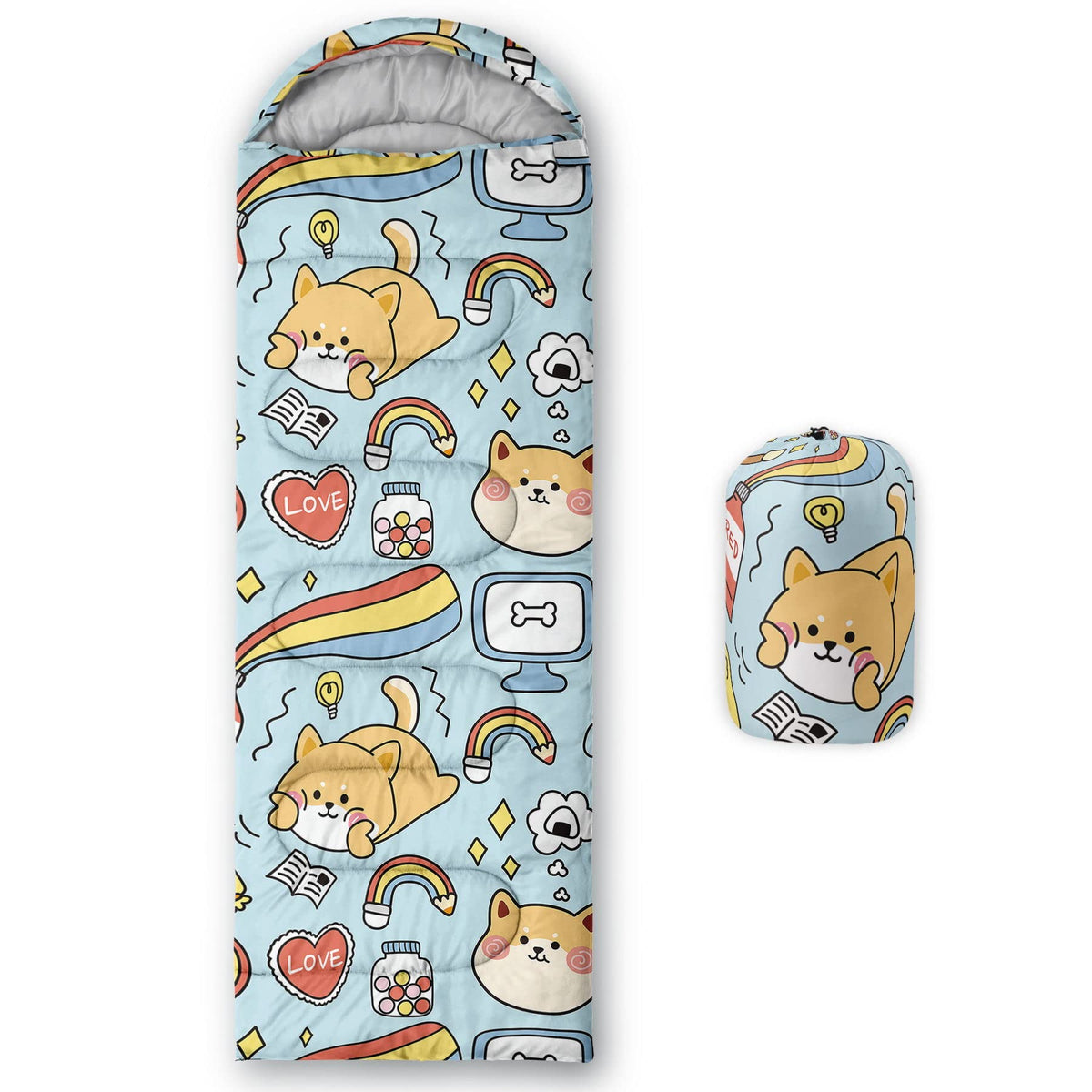 Datura Home kids sleeping bag with hooded front view for cozy warmth on camping