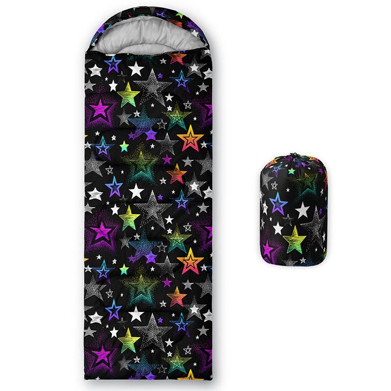 Datura Home kids sleeping bag star black hood closeup highlights warm, secure hood for chilly nights.