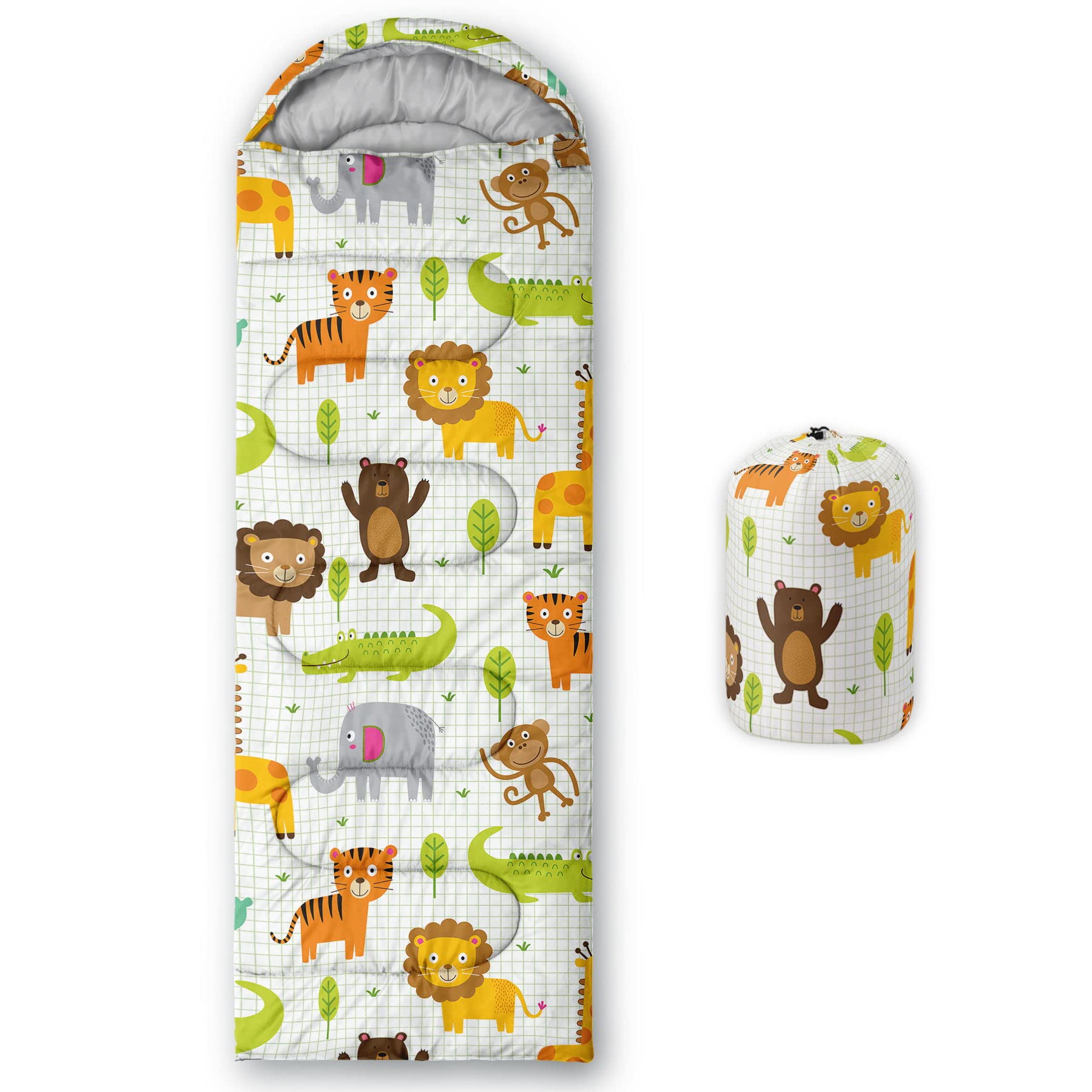 Datura Home Kids Sleeping Bag woodland animals graphic for outdoor adventures and warmth.
