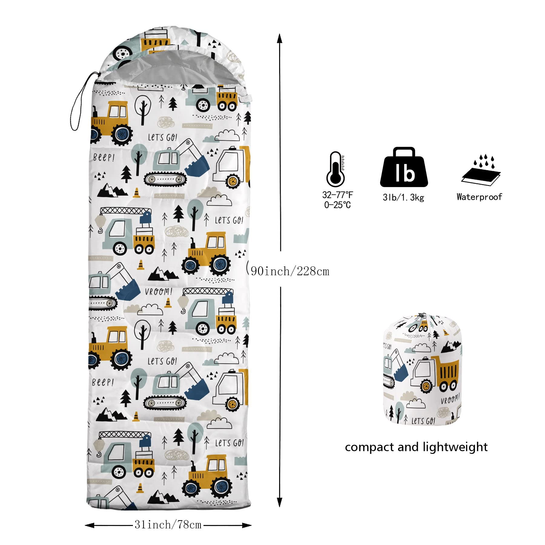 Datura home sleeping bag in compression sack shows easy portability.