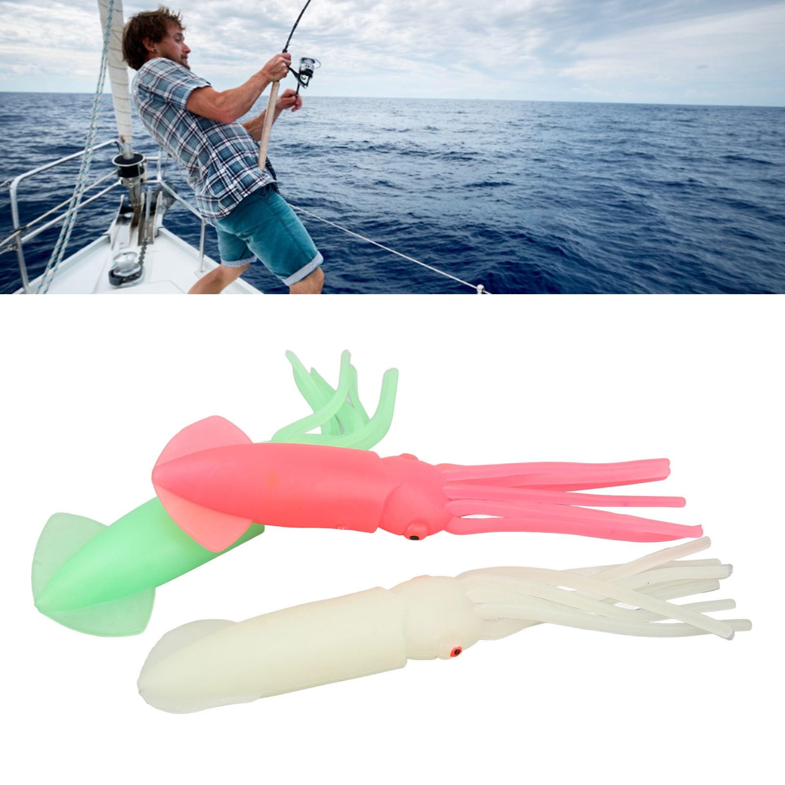 DAUZ squid lure three pack with vivid colors for varied conditions