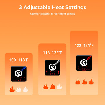 Day Wolf three heat levels enable customizable warmth while outdoors.