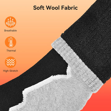 DAY WOLF heated socks offer three heat levels for customizable comfort.