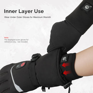 Day Wolf heated glove liner touchscreen-compatible fingertips allow device use in winter