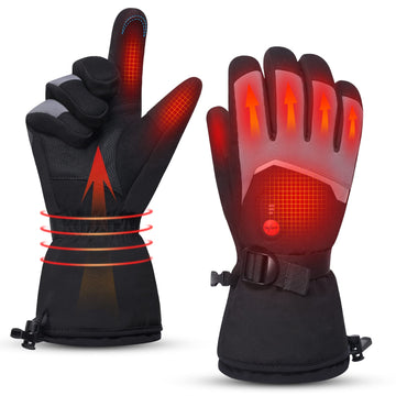 Day Wolf heated gloves front view showing snug fit for all-day winter warmth.