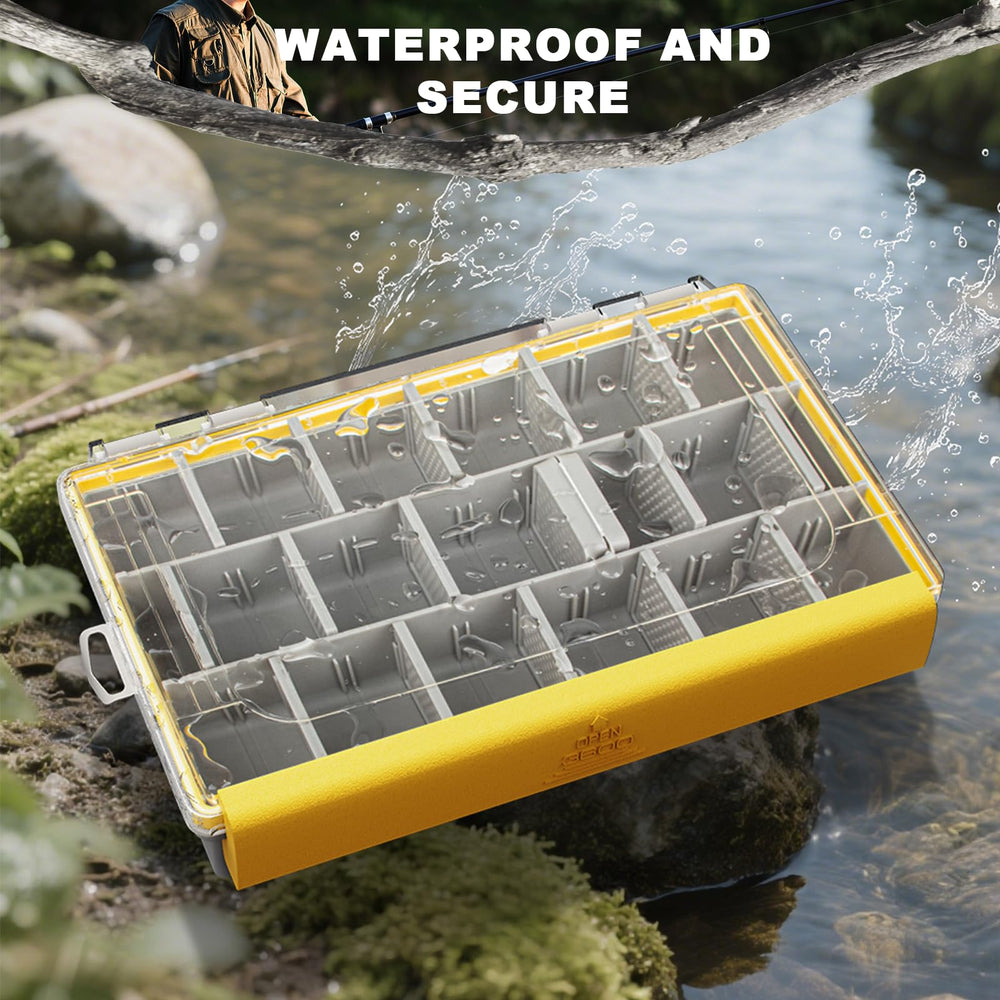Exterior locking latch and seal on waterproof tackle box