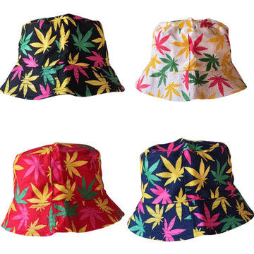 Dayblue 4-Pack Weed Leaf Foldable Fisherman Bucket Hat - One Size, Unisex