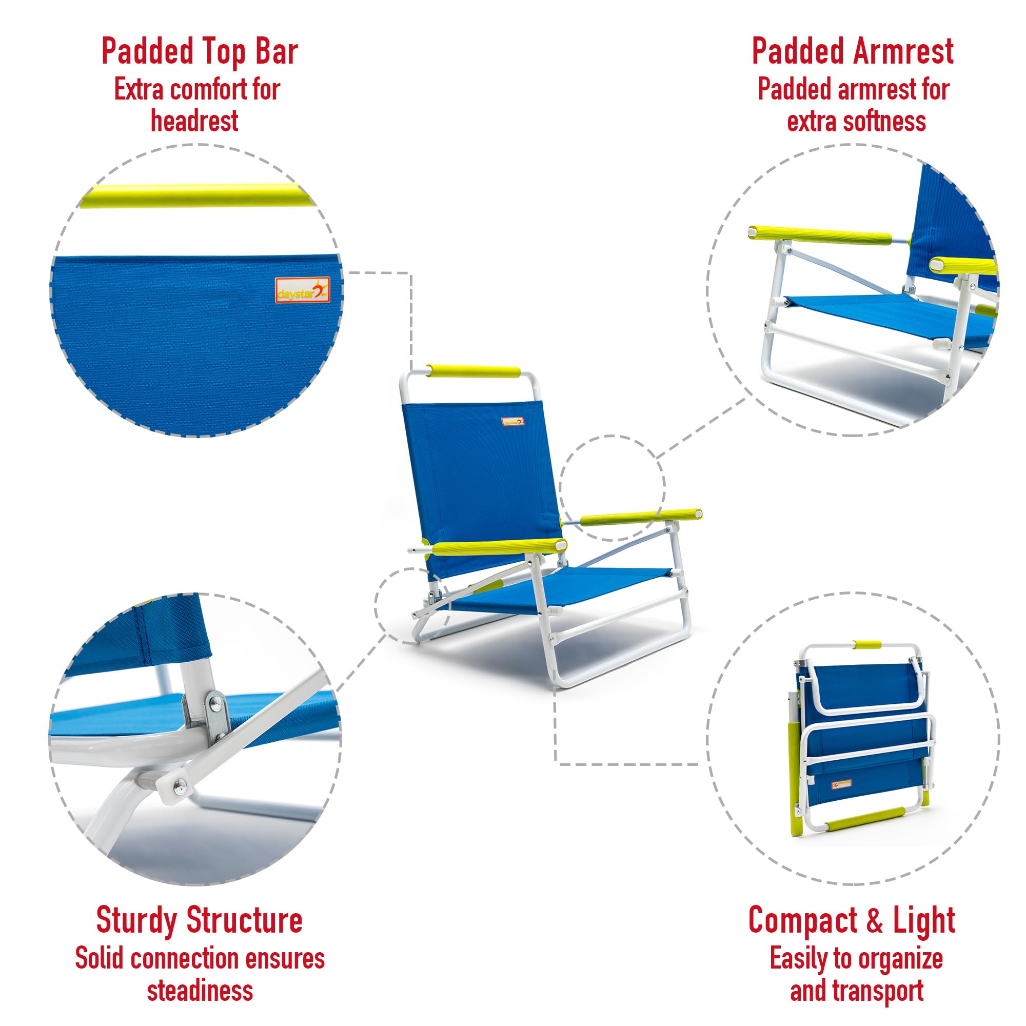 Daystar SunnyFeel lightweight aluminum frame for lasting durability on trips.