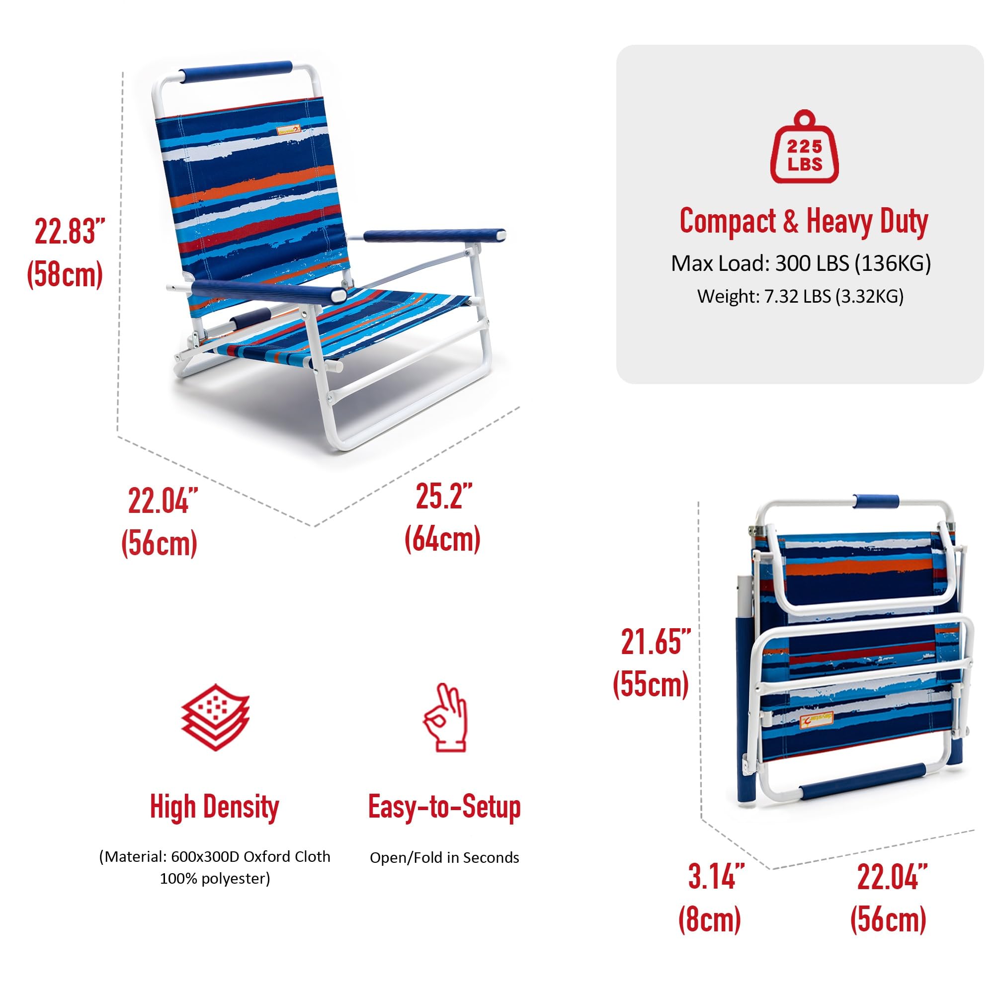 Daystar SunnyFeel chair with cup holder keeps drinks within reach on the beach.