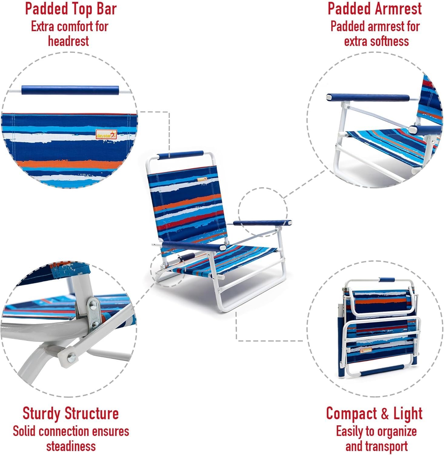 Daystar SunnyFeel shoulder straps simplify carrying to the beach or campsite.