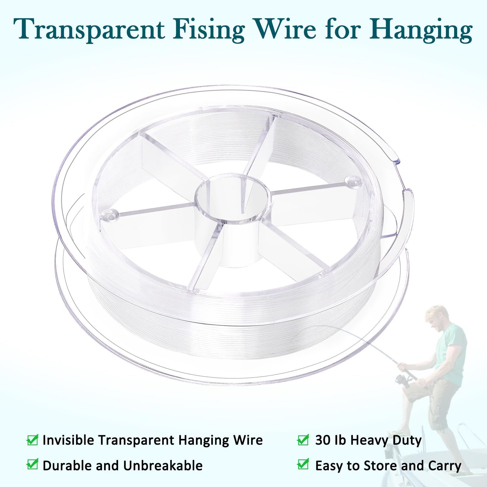 Transparent hanging wire for balloons and decorations
