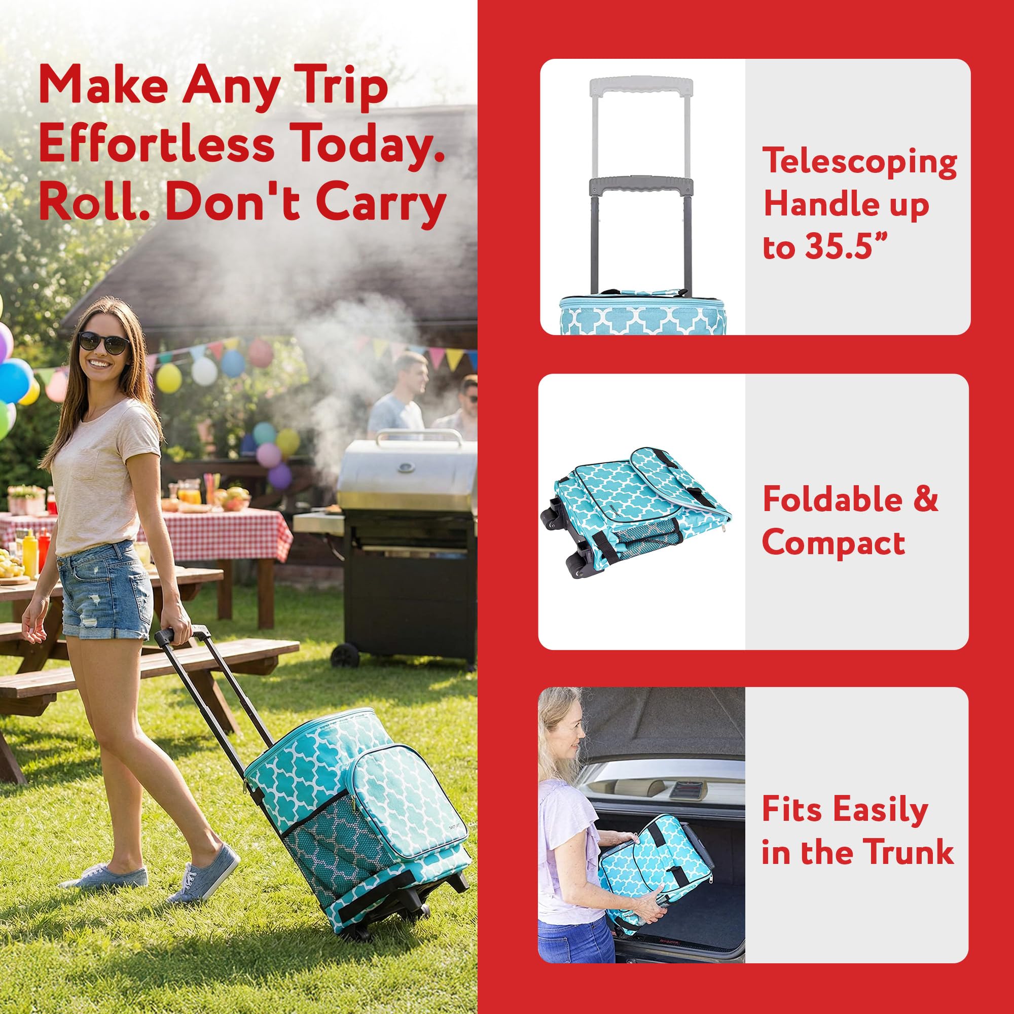 dbest Ultra Compact Cooler Smart Cart locking handle provides stable pulling