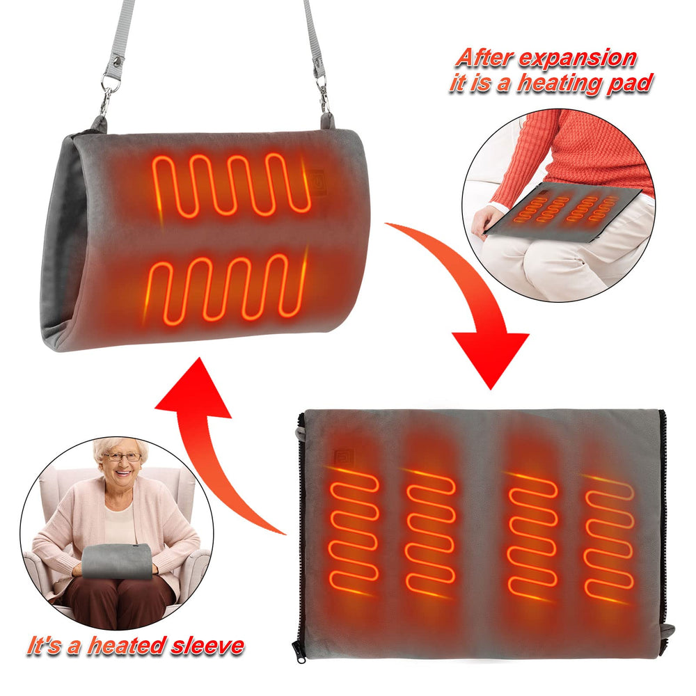 DCQRY 2-in-1 heated muff open, serving as a cushion
