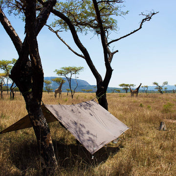DD Hammocks DD Tarp 3x3 Coyote Brown ready-to-pitch out of the stuff-sack.