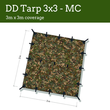 DD Hammocks DD Tarp 3x3 MC highlights 19 attachment points for versatile setups.