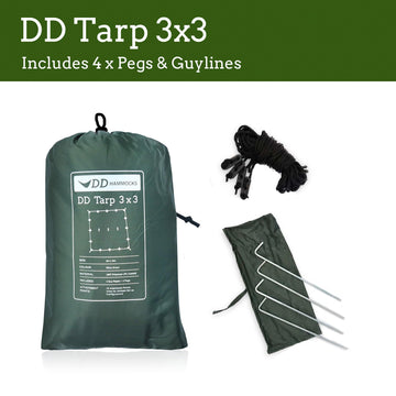 DD Hammocks DD Tarp 3x3 olive green packs compactly in its stuff-sack
