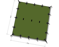 DD Hammocks DD Tarp 4x4 olive 19 attachment points enable versatile hang setups.
