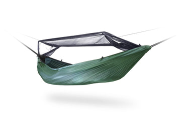DD Hammocks Frontline Hammock olive green ready for outdoor camping comfort
