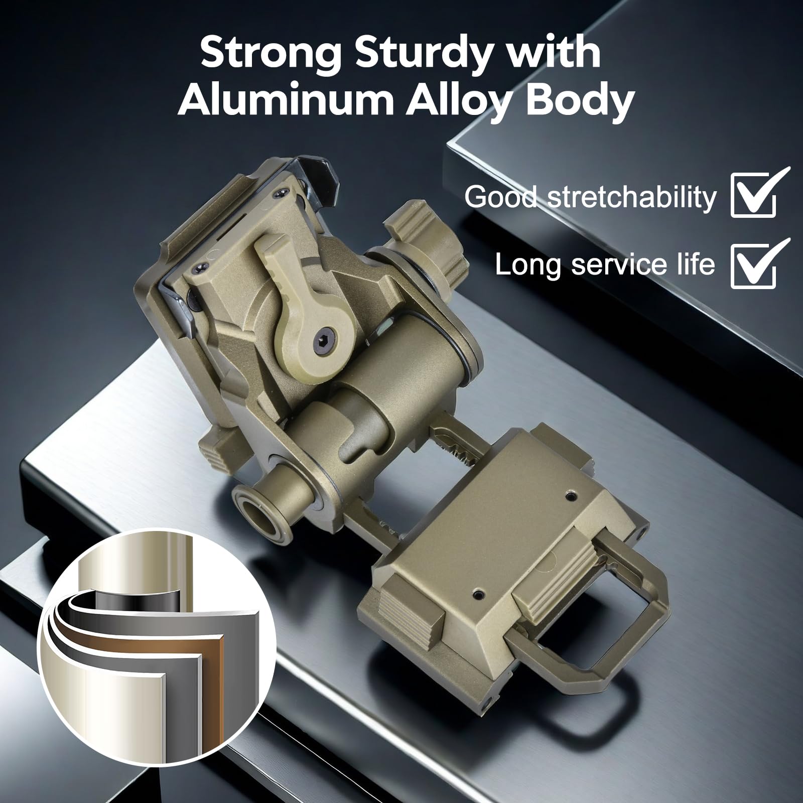 DDayuanwei NVG mount adjustment levers allow precise tilt and eye-relief alignment.