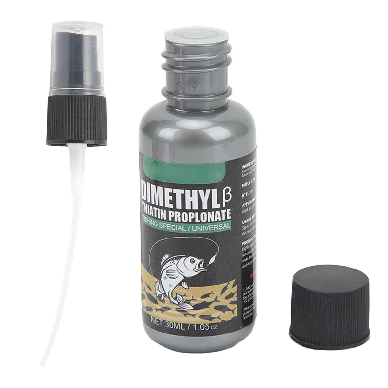 Ddewing bait attractant bottle top view boosts scent appeal for fish.