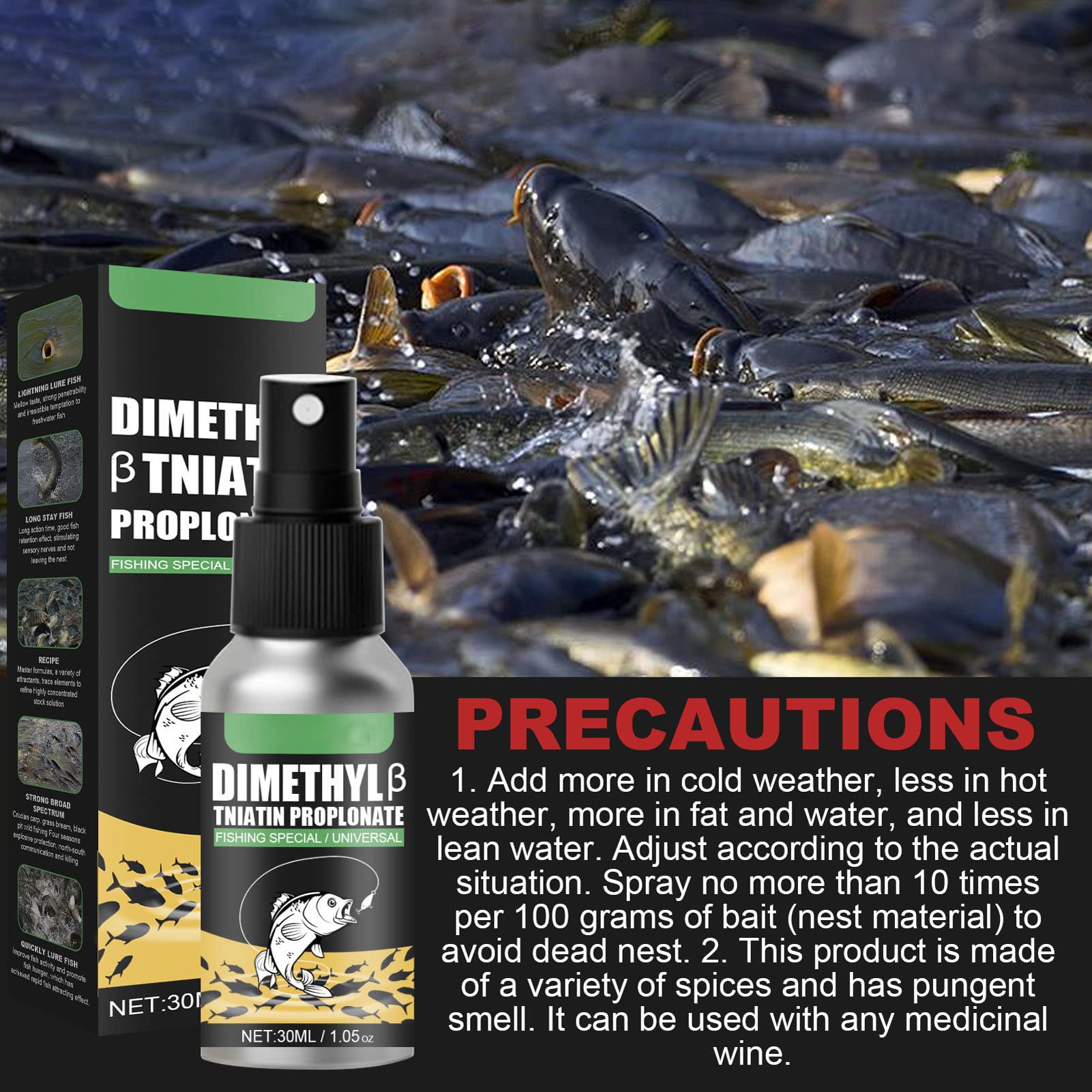 Ddewing attractant dissolving in water wakes bait fast.