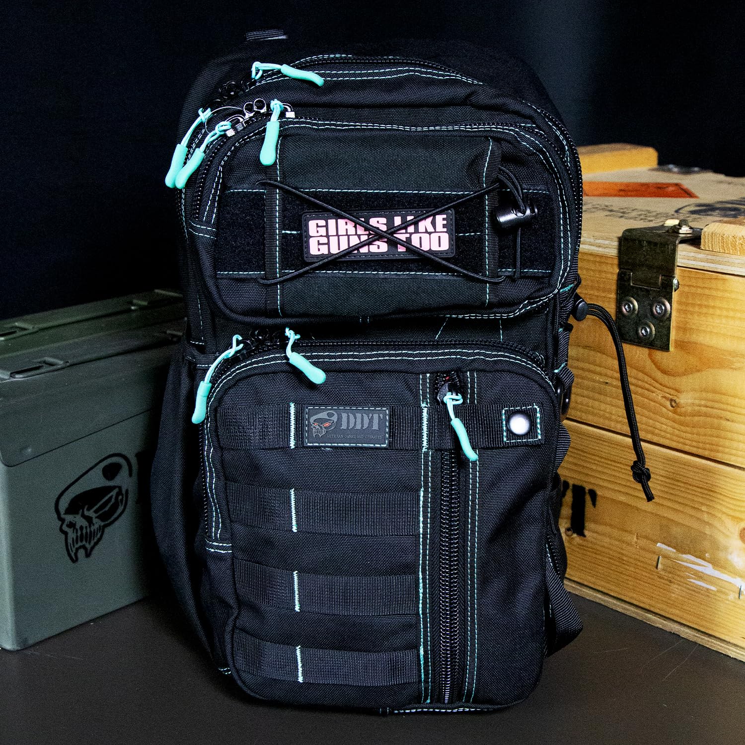 DDT Assassing Large Sling Bag Ice, side view showing MOLLE webbing for attachments